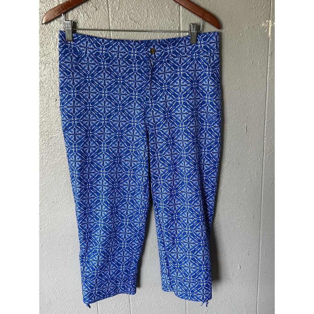 UV Skinz Women's Blue Geometric Swim Capri Pants Stretch Fabric Size M Medium